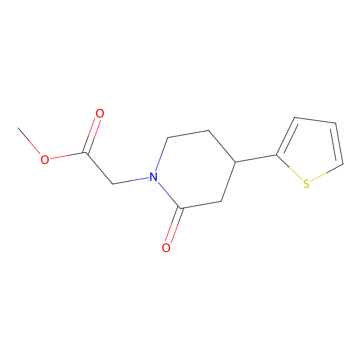 Methyl 2-[2-oxo-4-(thiophen-2-yl)piperidin-1-yl]acetate molecular structure, CAS 2060039-20-3