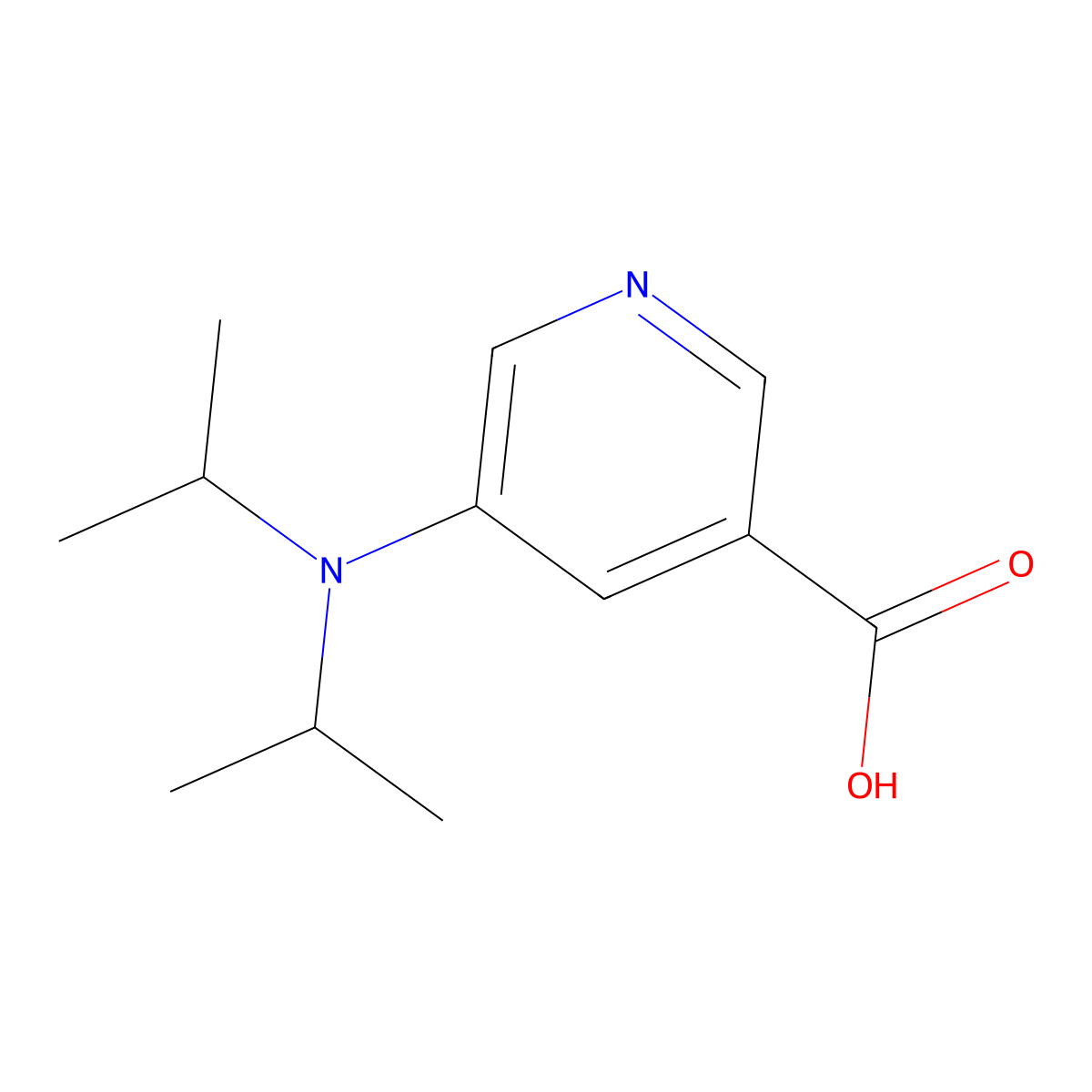 5-[Bis(propan-2-yl)amino]pyridine-3-carboxylic acid molecular structure, CAS 2060039-23-6