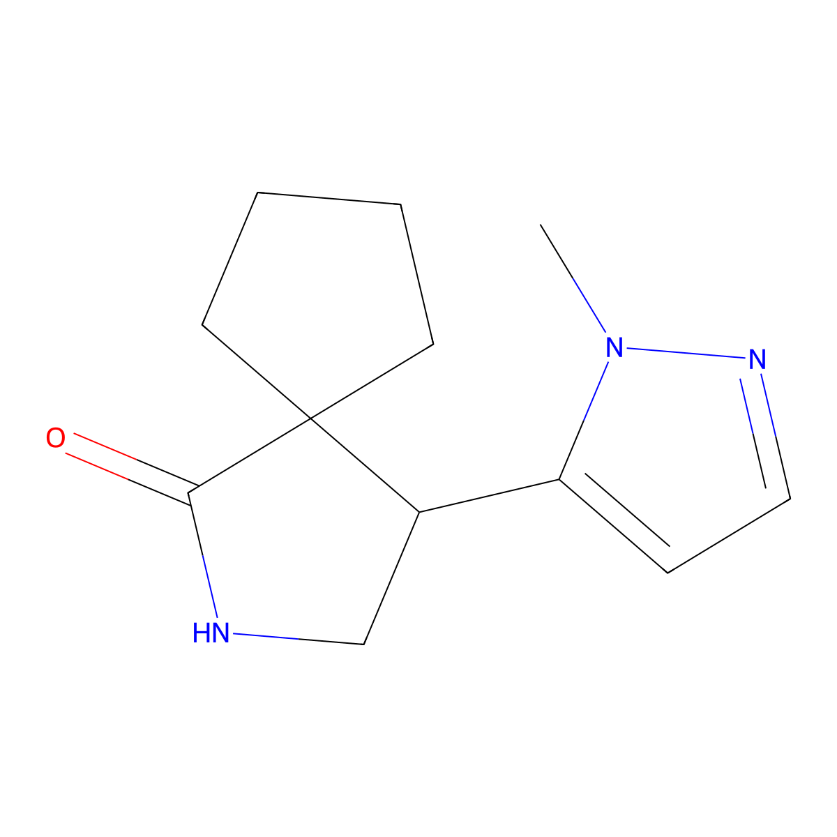 4-(1-Methyl-1H-pyrazol-5-yl)-2-azaspiro[4.4]nonan-1-one molecular structure, CAS 2060039-33-8