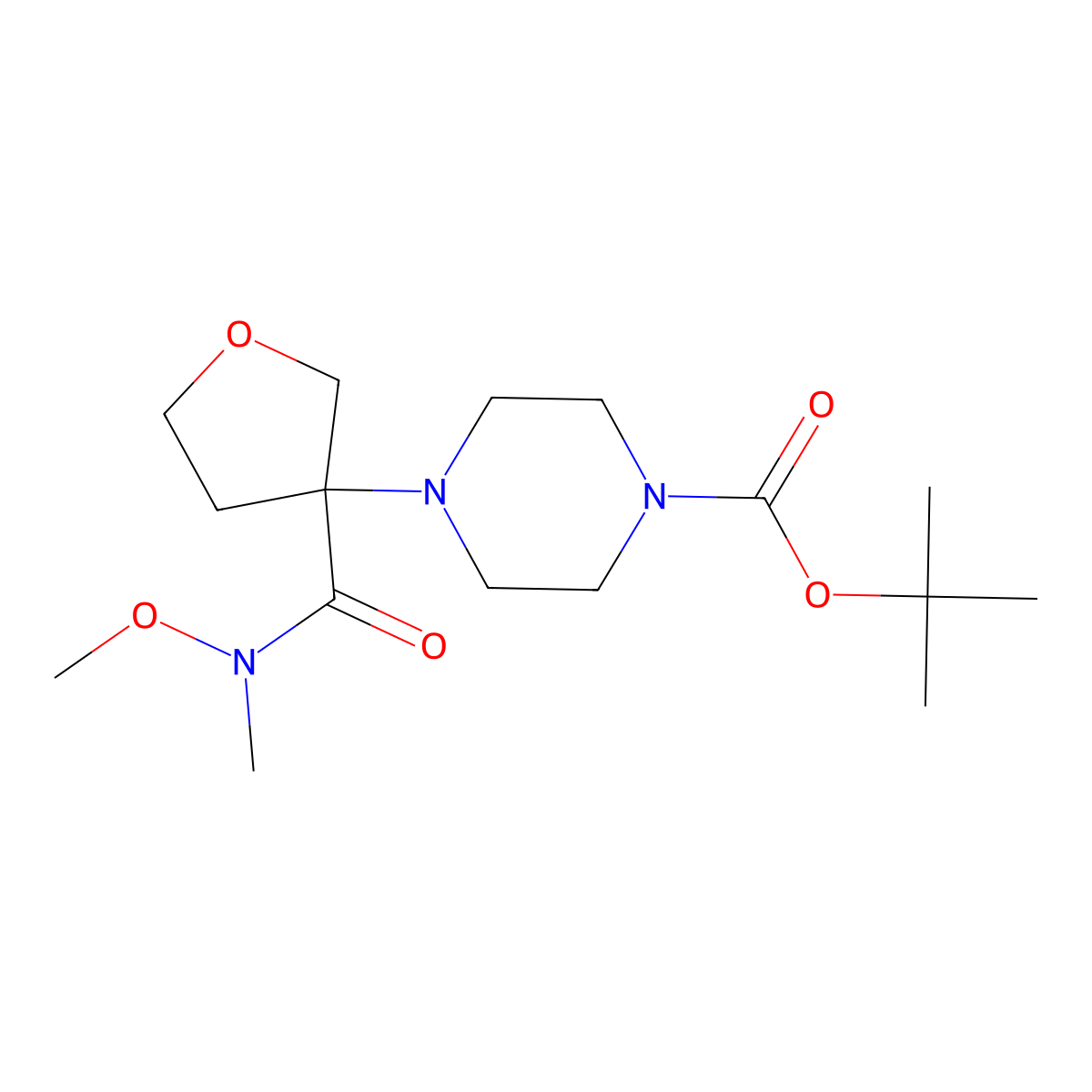 tert-Butyl 4-{3-[methoxy(methyl)carbamoyl]oxolan-3-yl}piperazine-1-carboxylate molecular structure, CAS 2060039-35-0