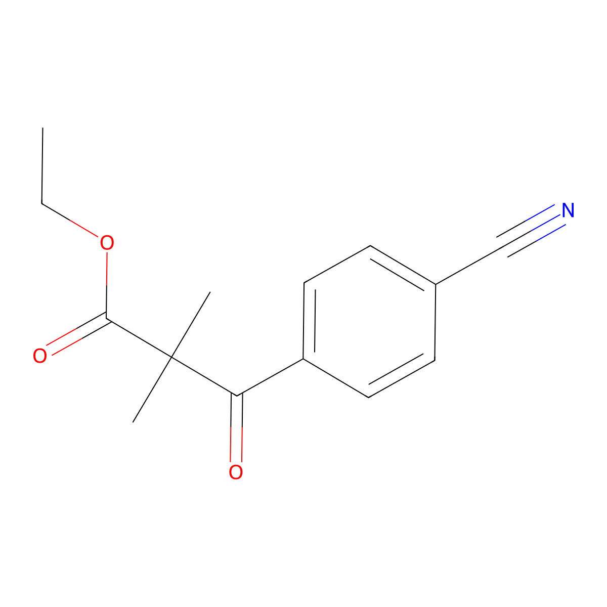 Ethyl 3-(4-cyanophenyl)-2,2-dimethyl-3-oxopropanoate molecular structure, CAS 2060039-36-1