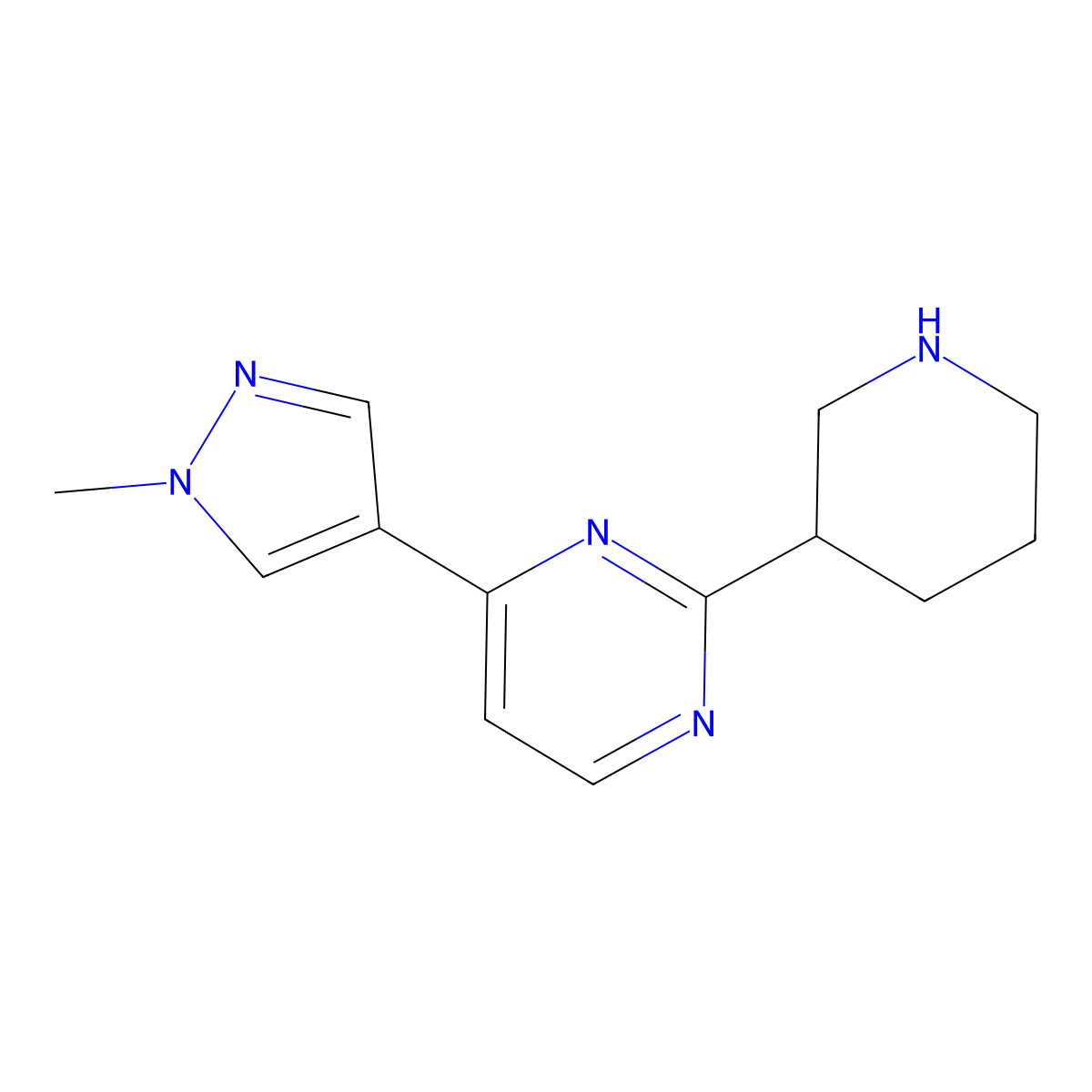 4-(1-Methyl-1H-pyrazol-4-yl)-2-(piperidin-3-yl)pyrimidine molecular structure, CAS 2060039-45-2