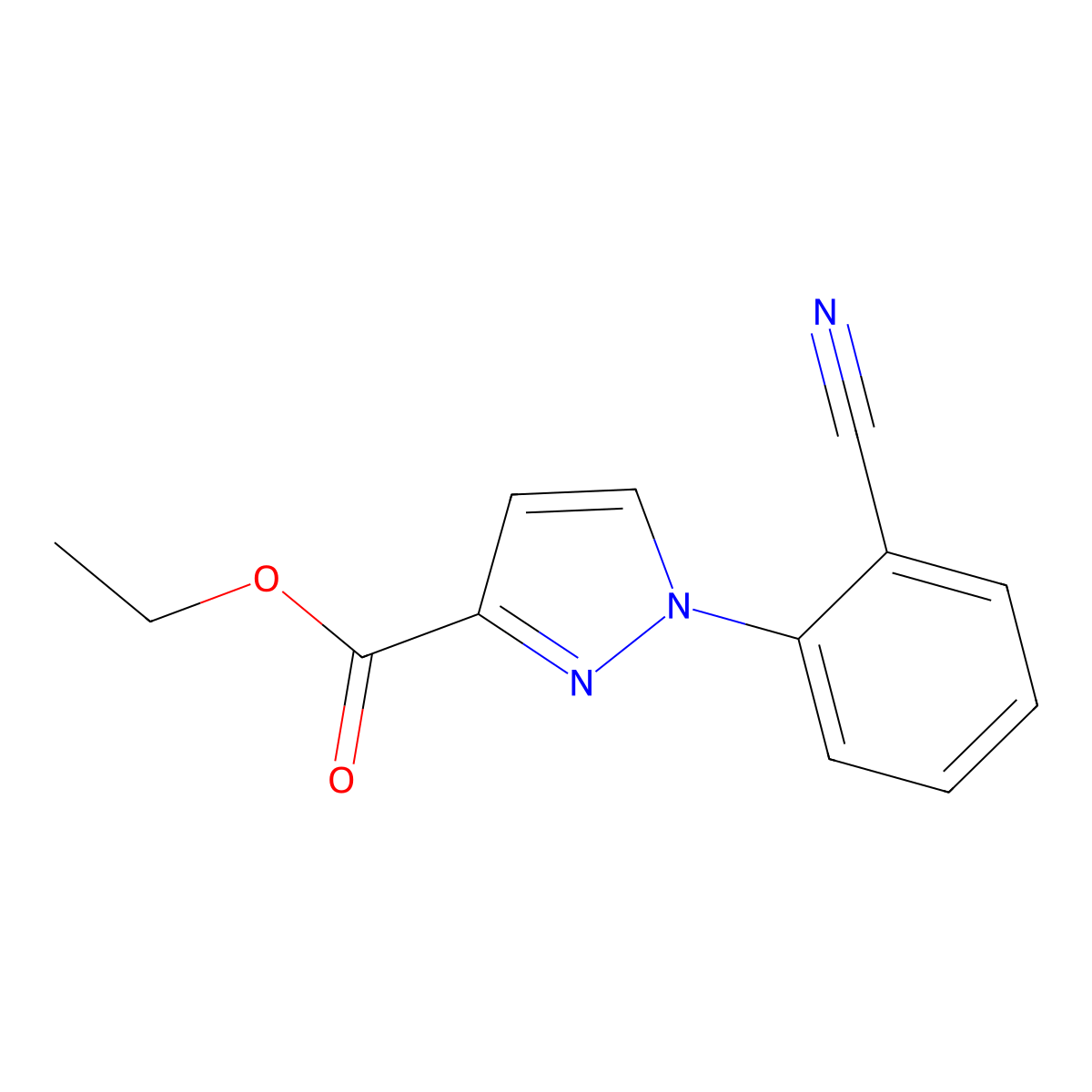 Ethyl 1-(2-cyanophenyl)-1H-pyrazole-3-carboxylate molecular structure, CAS 2060039-48-5