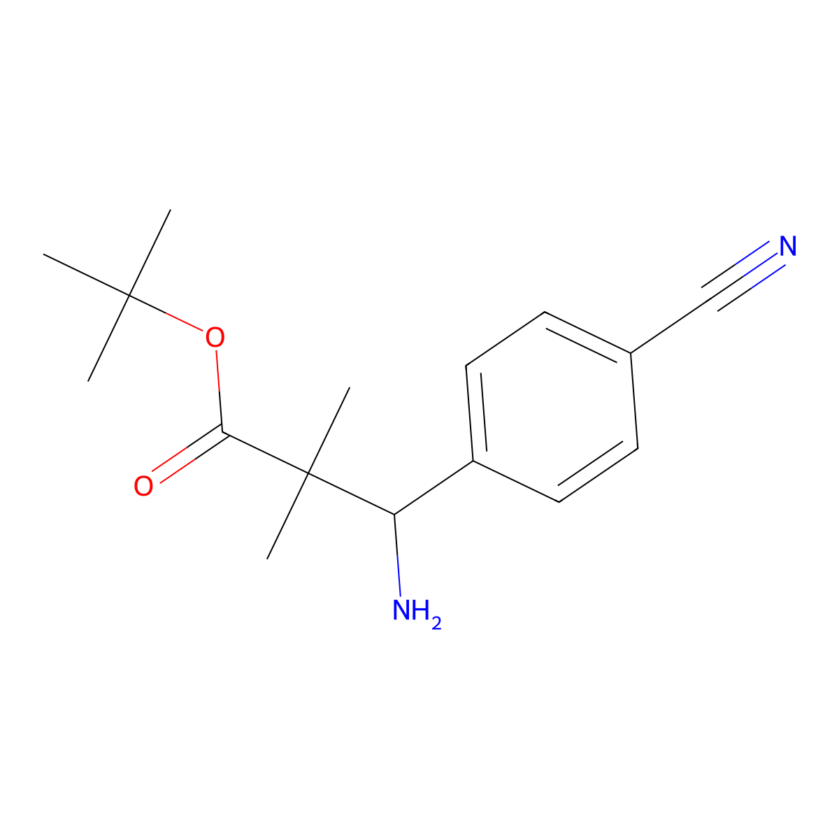 tert-Butyl 3-amino-3-(4-cyanophenyl)-2,2-dimethylpropanoate molecular structure, CAS 2060039-55-4