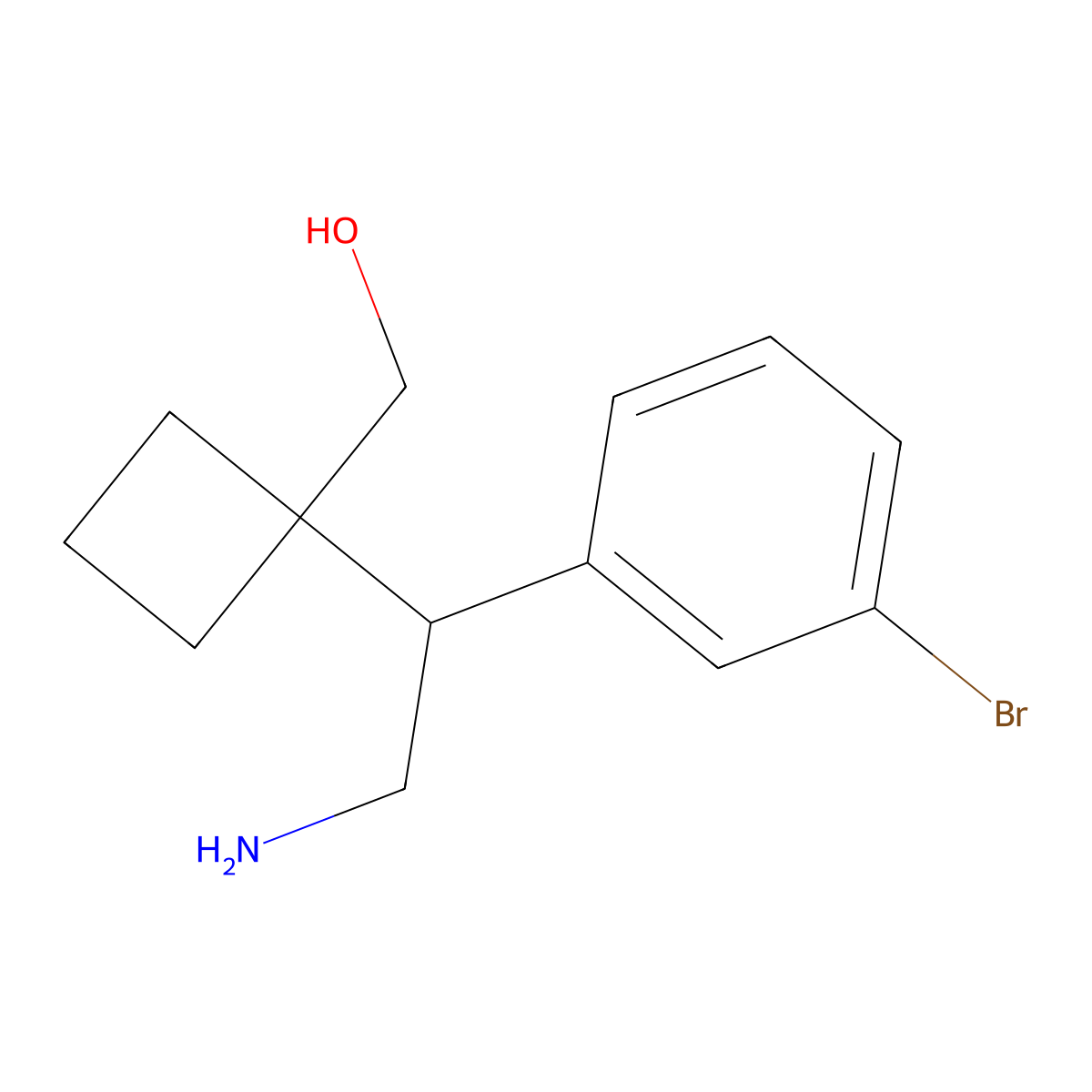 {1-[2-Amino-1-(3-bromophenyl)ethyl]cyclobutyl}methanol molecular structure, CAS 2060039-60-1