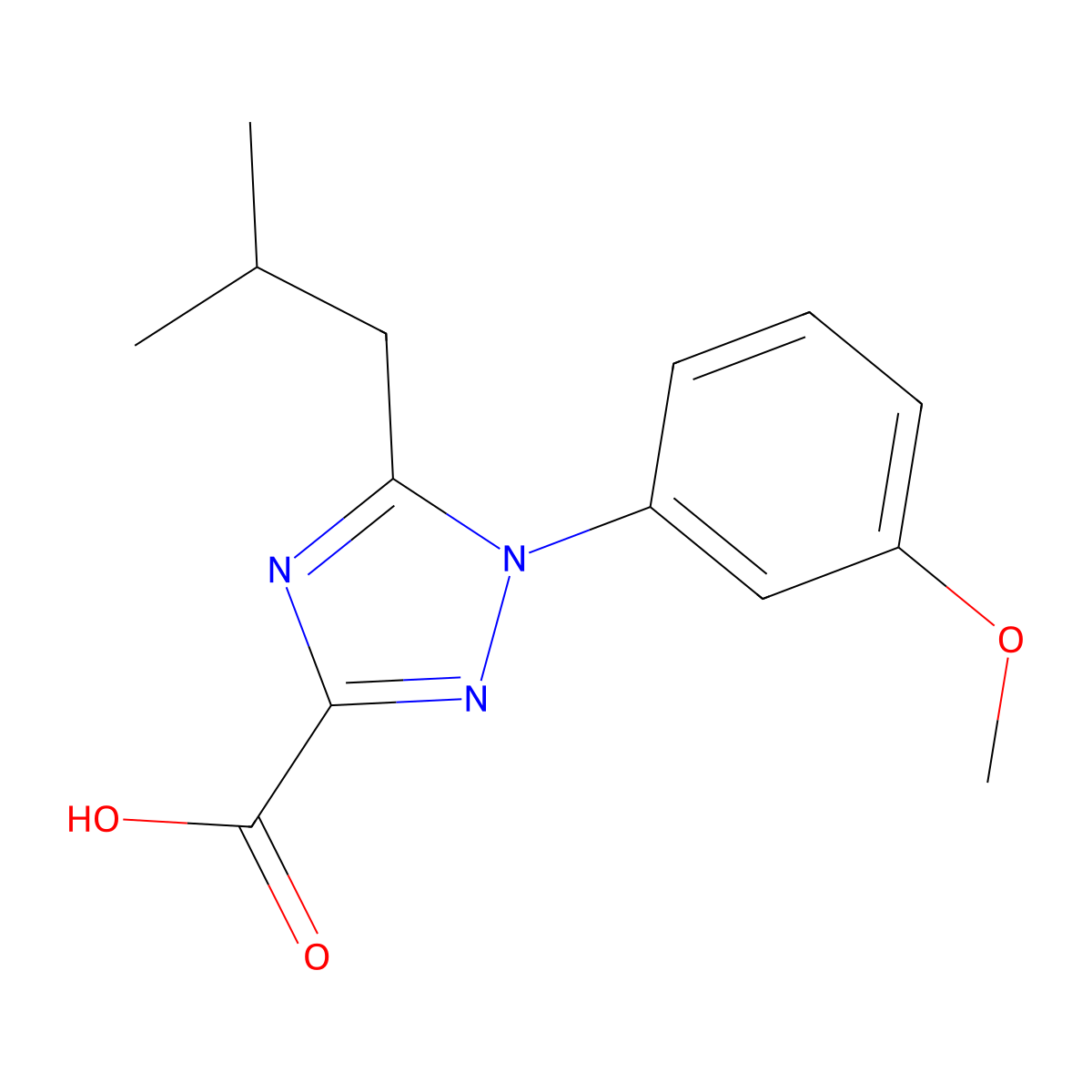 1-(3-Methoxyphenyl)-5-(2-methylpropyl)-1H-1,2,4-triazole-3-carboxylic acid molecular structure, CAS 2060039-62-3