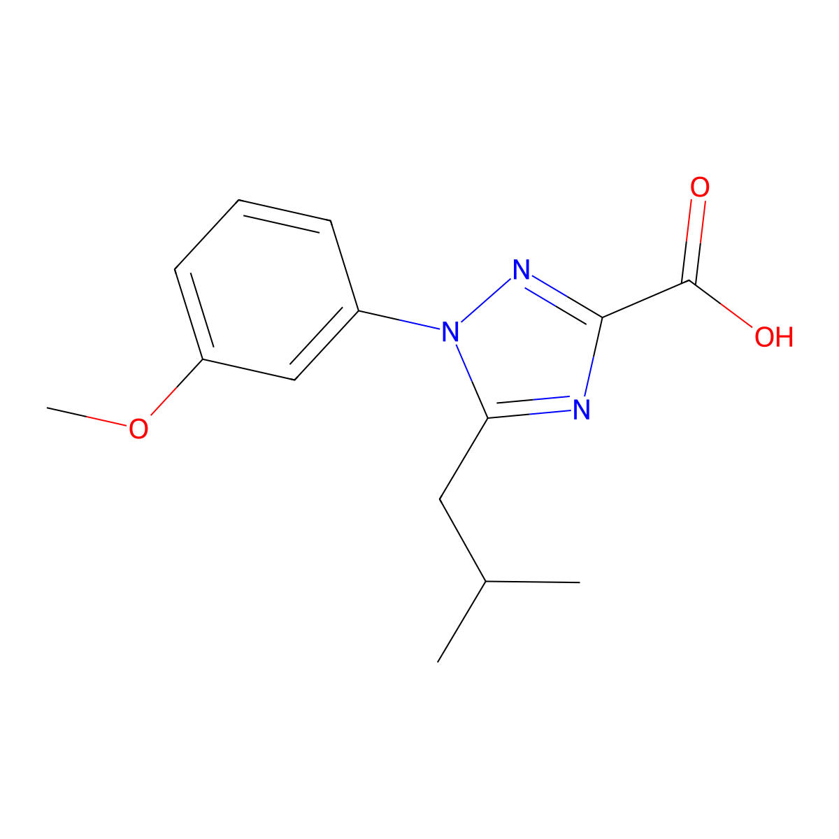 1-(3-Methoxyphenyl)-5-(2-methylpropyl)-1H-1,2,4-triazole-3-carboxylic acid molecular structure, CAS 2060039-62-3