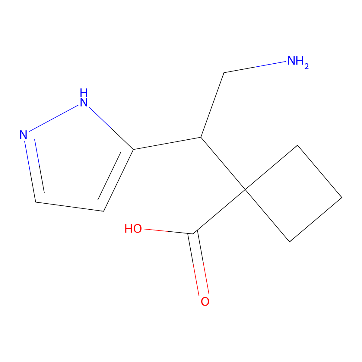 1-[2-Amino-1-(1H-pyrazol-3-yl)ethyl]cyclobutane-1-carboxylic acid molecular structure, CAS 2060039-72-5