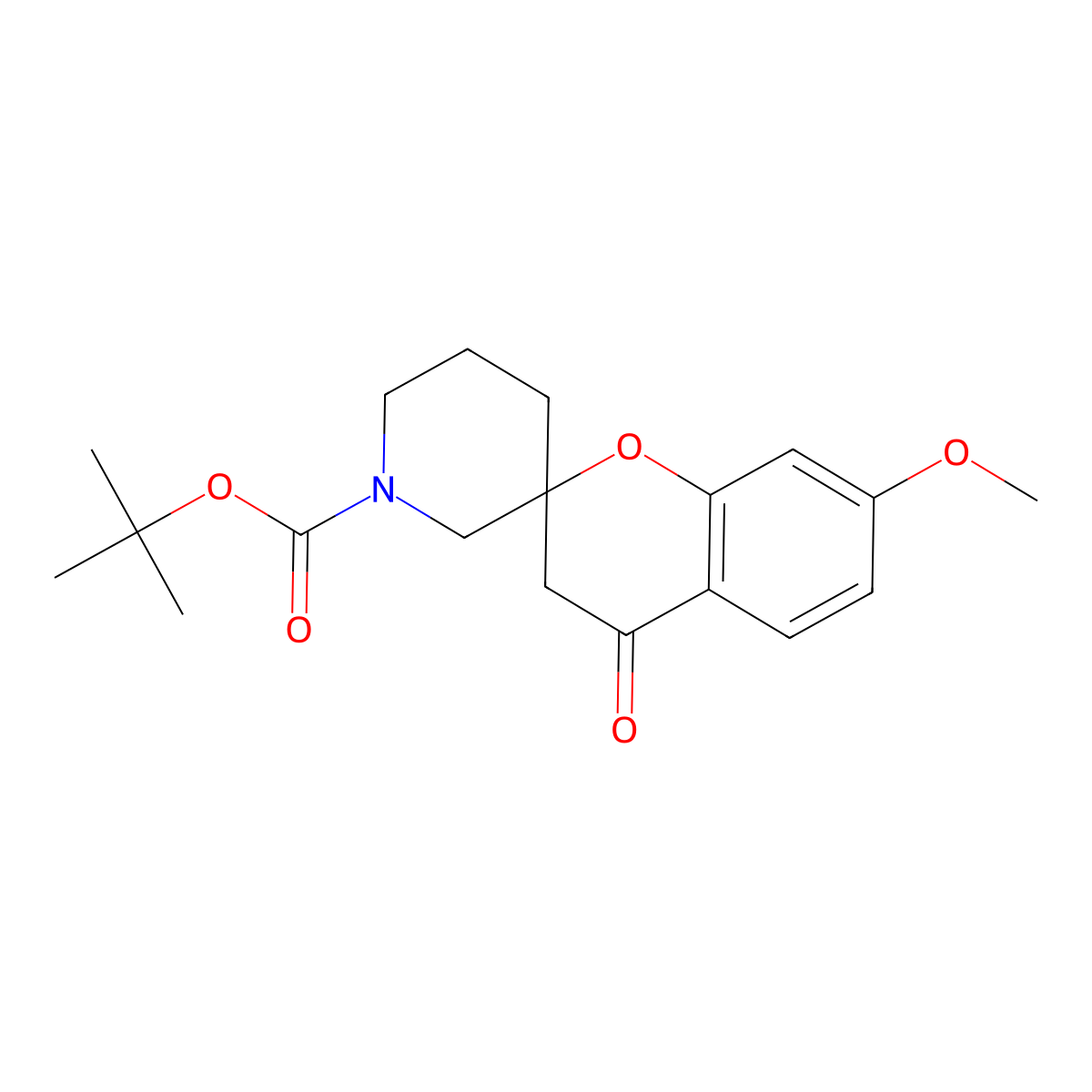 tert-Butyl 7-methoxy-4-oxo-3,4-dihydrospiro[1-benzopyran-2,3'-piperidine]-1'-carboxylate molecular structure, CAS 2060039-77-0