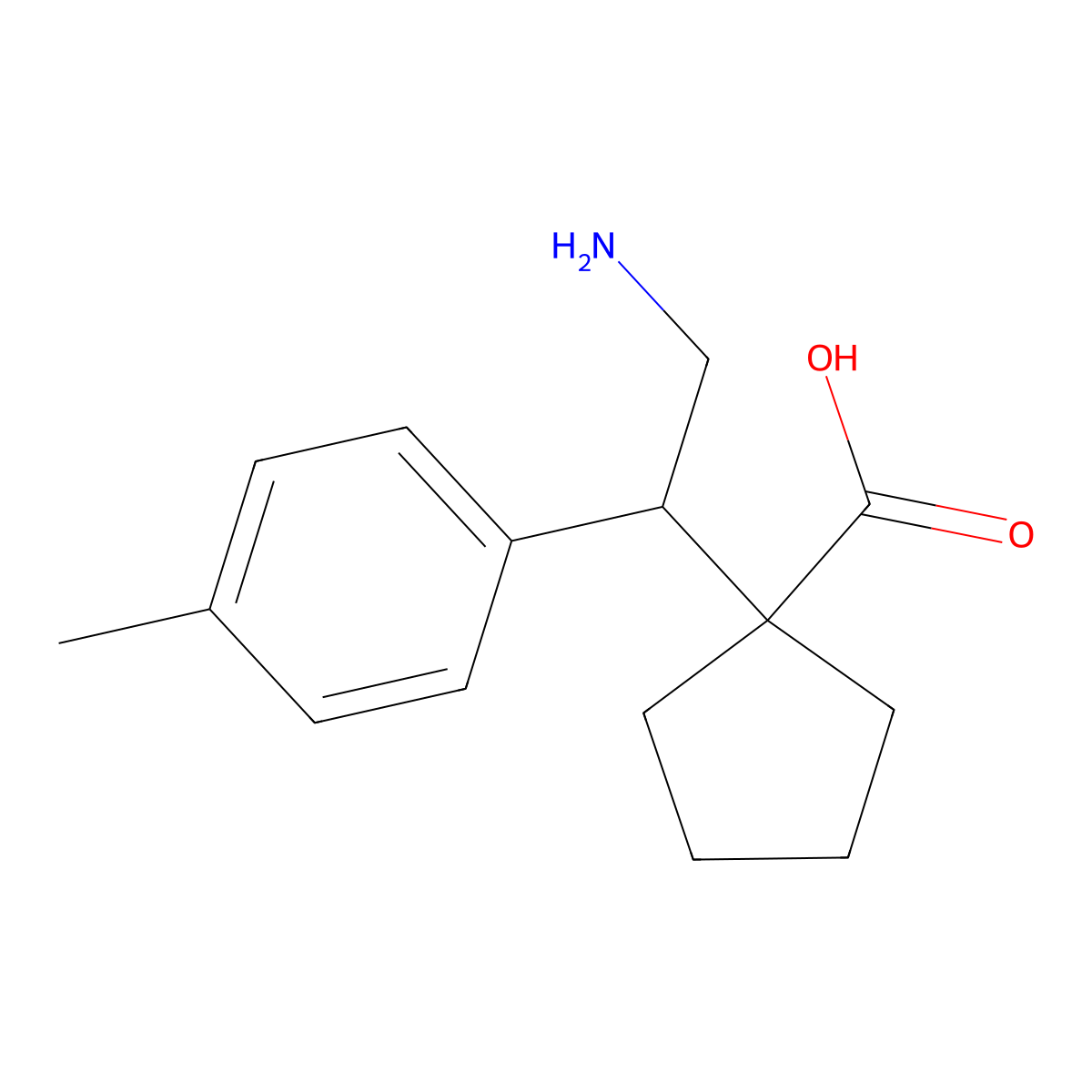 1-[2-Amino-1-(4-methylphenyl)ethyl]cyclopentane-1-carboxylic acid molecular structure, CAS 2060039-79-2