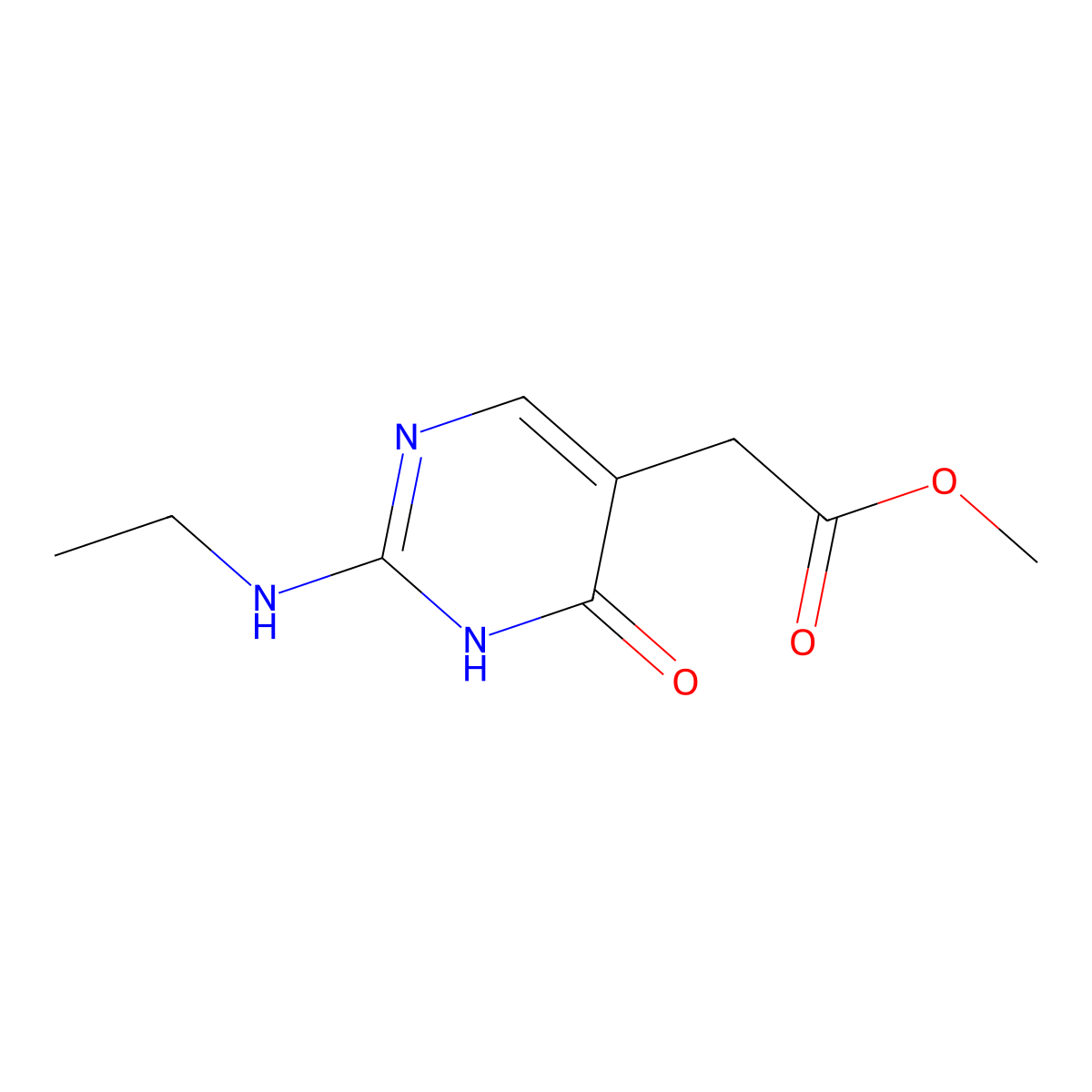 Methyl 2-[2-(ethylamino)-6-oxo-1,6-dihydropyrimidin-5-yl]acetate molecular structure, CAS 2060039-94-1