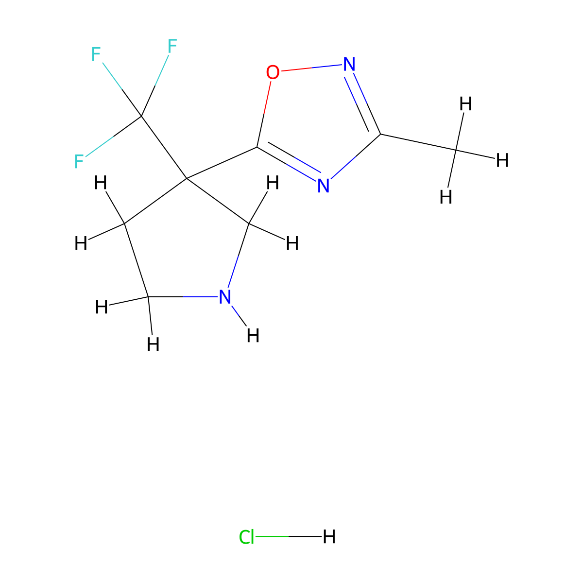 3-Methyl-5-[3-(trifluoromethyl)pyrrolidin-3-yl]-1,2,4-oxadiazole hydrochloride molecular structure, CAS 2060039-97-4