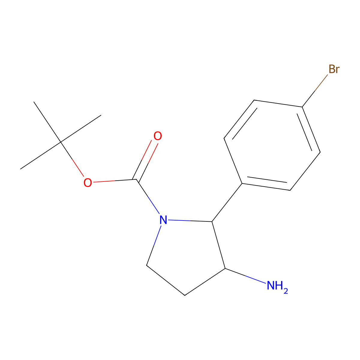 tert-Butyl 3-amino-2-(4-bromophenyl)pyrrolidine-1-carboxylate molecular structure, CAS 2060039-98-5