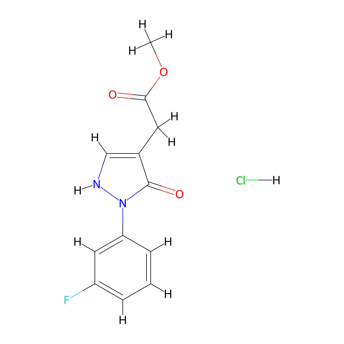 Methyl 2-[2-(3-fluorophenyl)-3-oxo-2,3-dihydro-1H-pyrazol-4-yl]acetate hydrochloride molecular structure, CAS 2060039-99-6