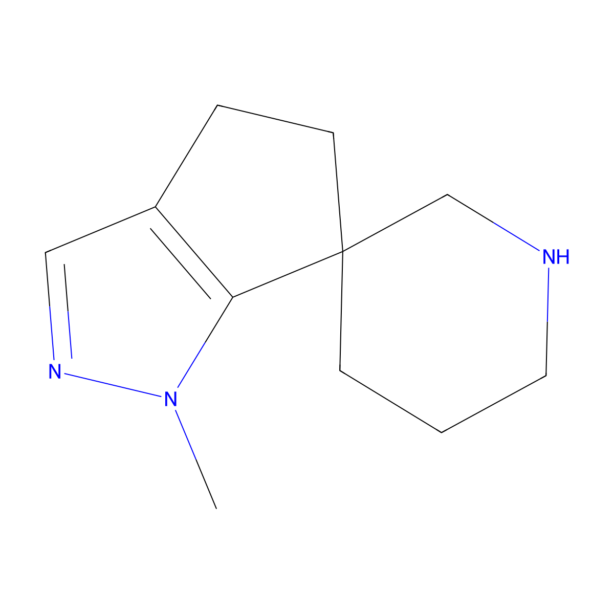 1-Methyl-4,5-dihydro-1H-spiro[cyclopenta[c]pyrazole-6,3'-piperidine] molecular structure, CAS 2060040-04-0