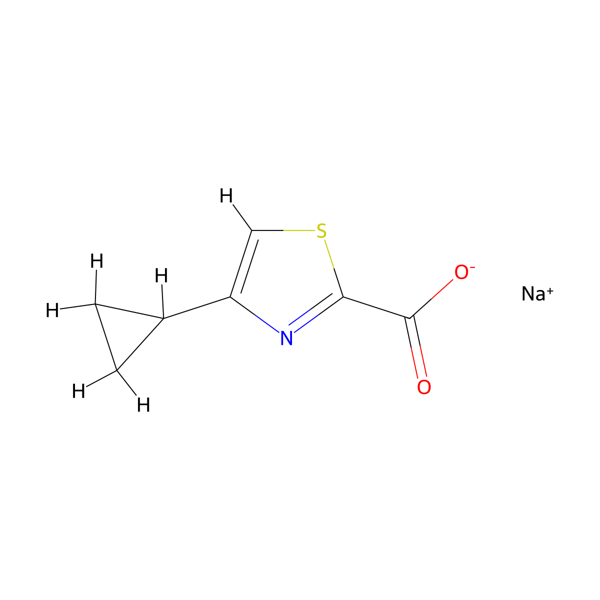 Sodium 4-cyclopropyl-1,3-thiazole-2-carboxylate molecular structure, CAS 2060040-09-5