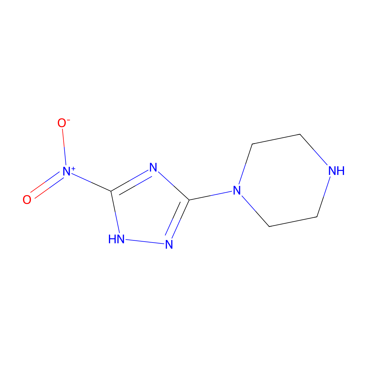 1-(5-Nitro-4H-1,2,4-triazol-3-yl)piperazine molecular structure, CAS 2060040-10-8