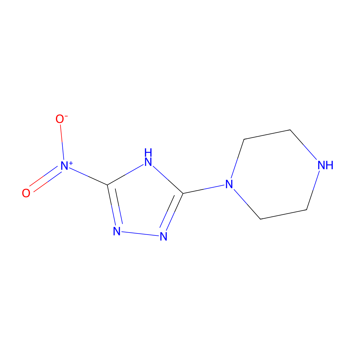 1-(5-Nitro-4H-1,2,4-triazol-3-yl)piperazine molecular structure, CAS 2060040-10-8