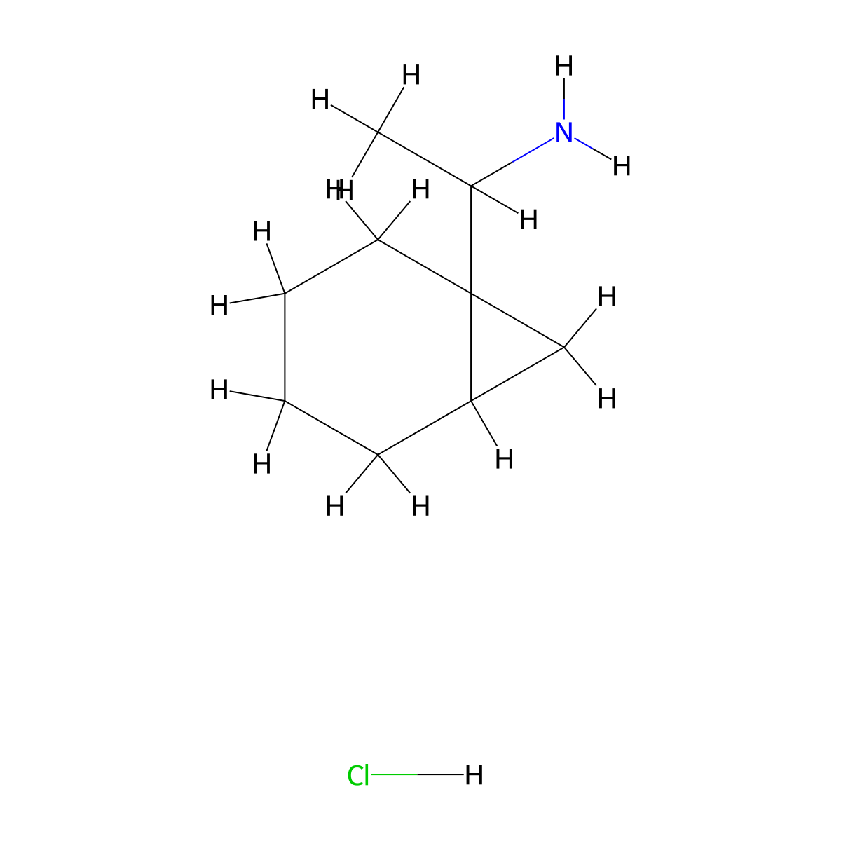 1-{Bicyclo[4.1.0]heptan-1-yl}ethan-1-amine hydrochloride molecular structure, CAS 2060040-35-7