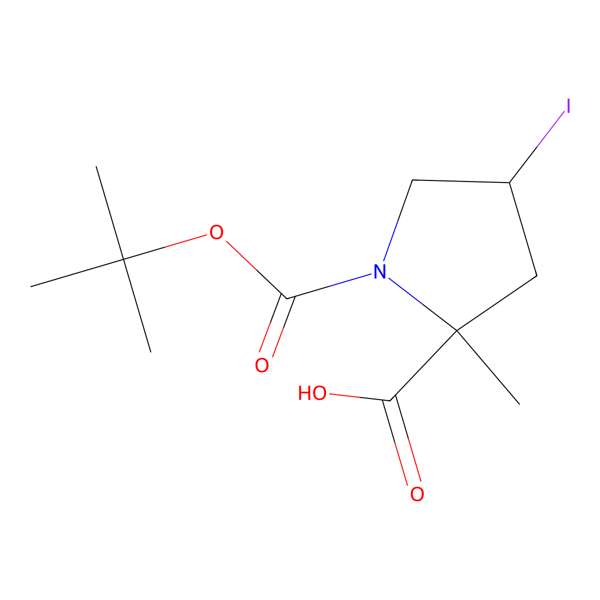 1-[(tert-Butoxy)carbonyl]-4-iodo-2-methylpyrrolidine-2-carboxylic acid molecular structure, CAS 2060040-37-9
