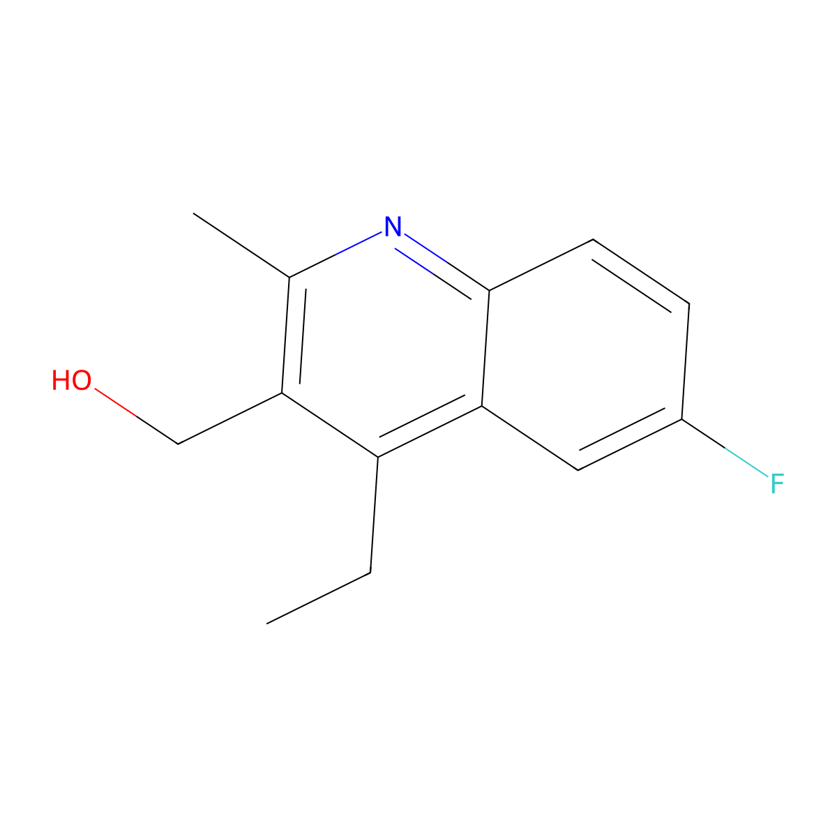 (4-Ethyl-6-fluoro-2-methylquinolin-3-yl)methanol molecular structure, CAS 2060040-39-1
