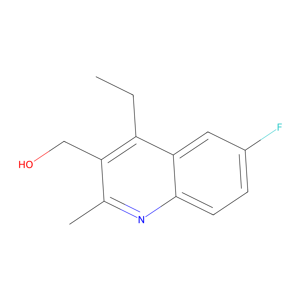 (4-Ethyl-6-fluoro-2-methylquinolin-3-yl)methanol molecular structure, CAS 2060040-39-1