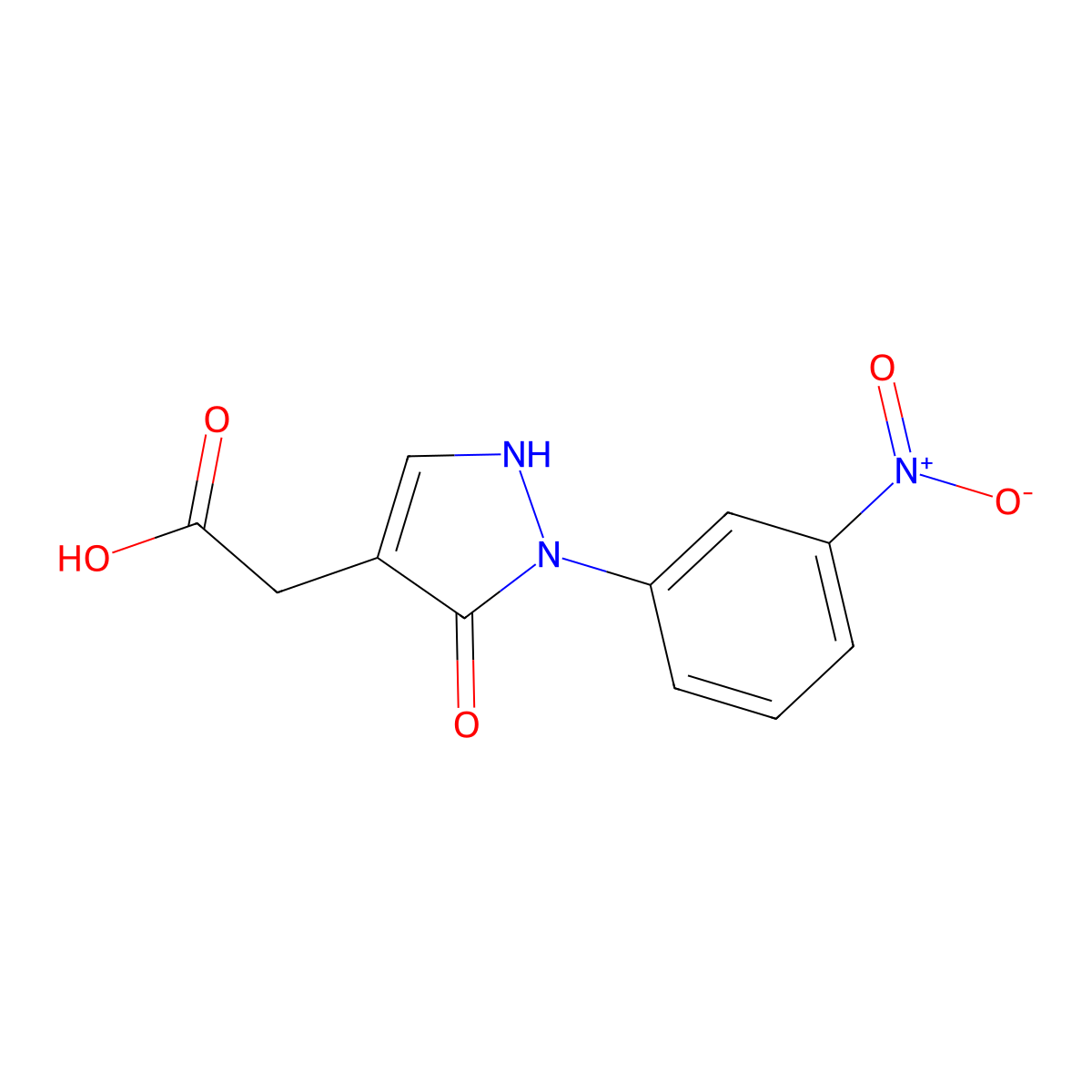2-[2-(3-Nitrophenyl)-3-oxo-2,3-dihydro-1H-pyrazol-4-yl]acetic acid molecular structure, CAS 2060040-40-4