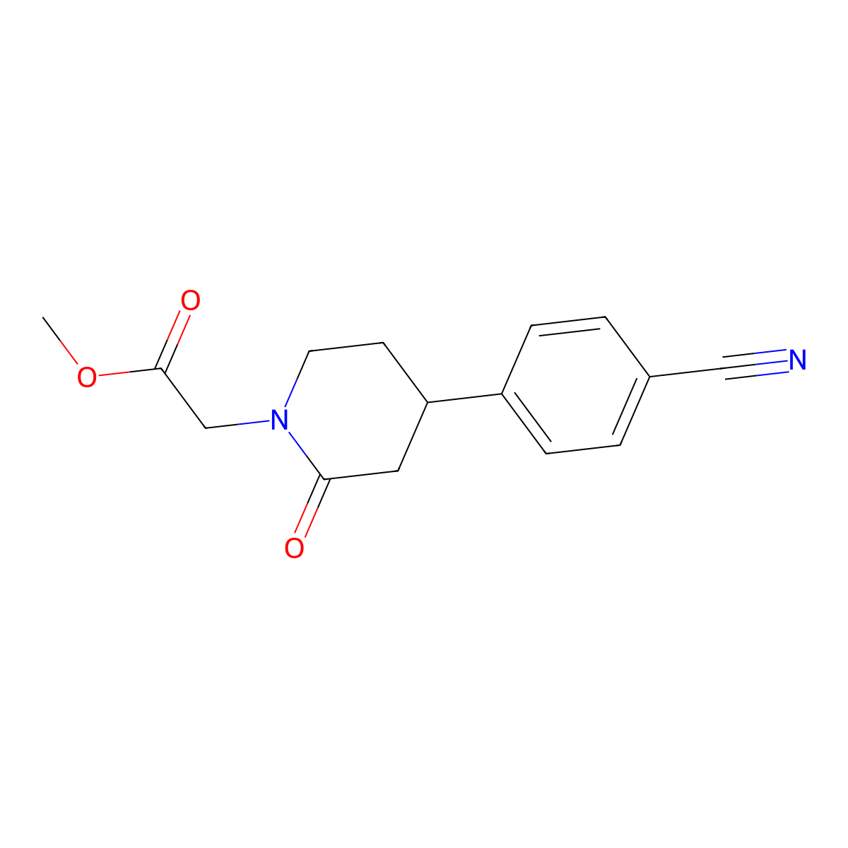 Methyl 2-[4-(4-cyanophenyl)-2-oxopiperidin-1-yl]acetate molecular structure, CAS 2060040-44-8