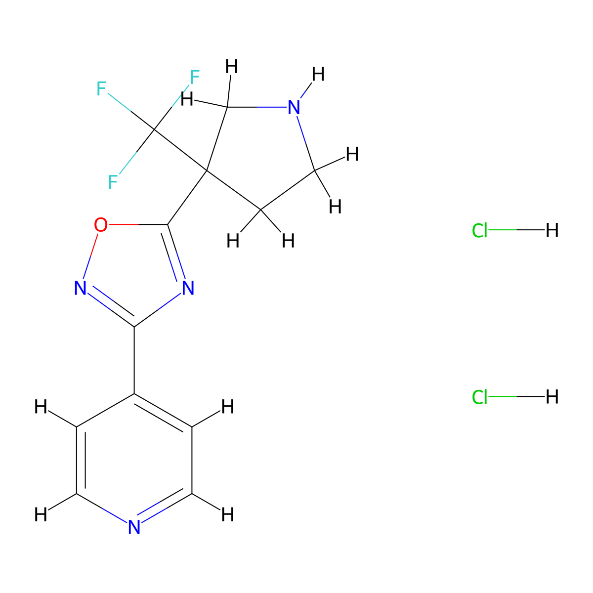 4-{5-[3-(Trifluoromethyl)pyrrolidin-3-yl]-1,2,4-oxadiazol-3-yl}pyridine dihydrochloride molecular structure, CAS 2060040-45-9
