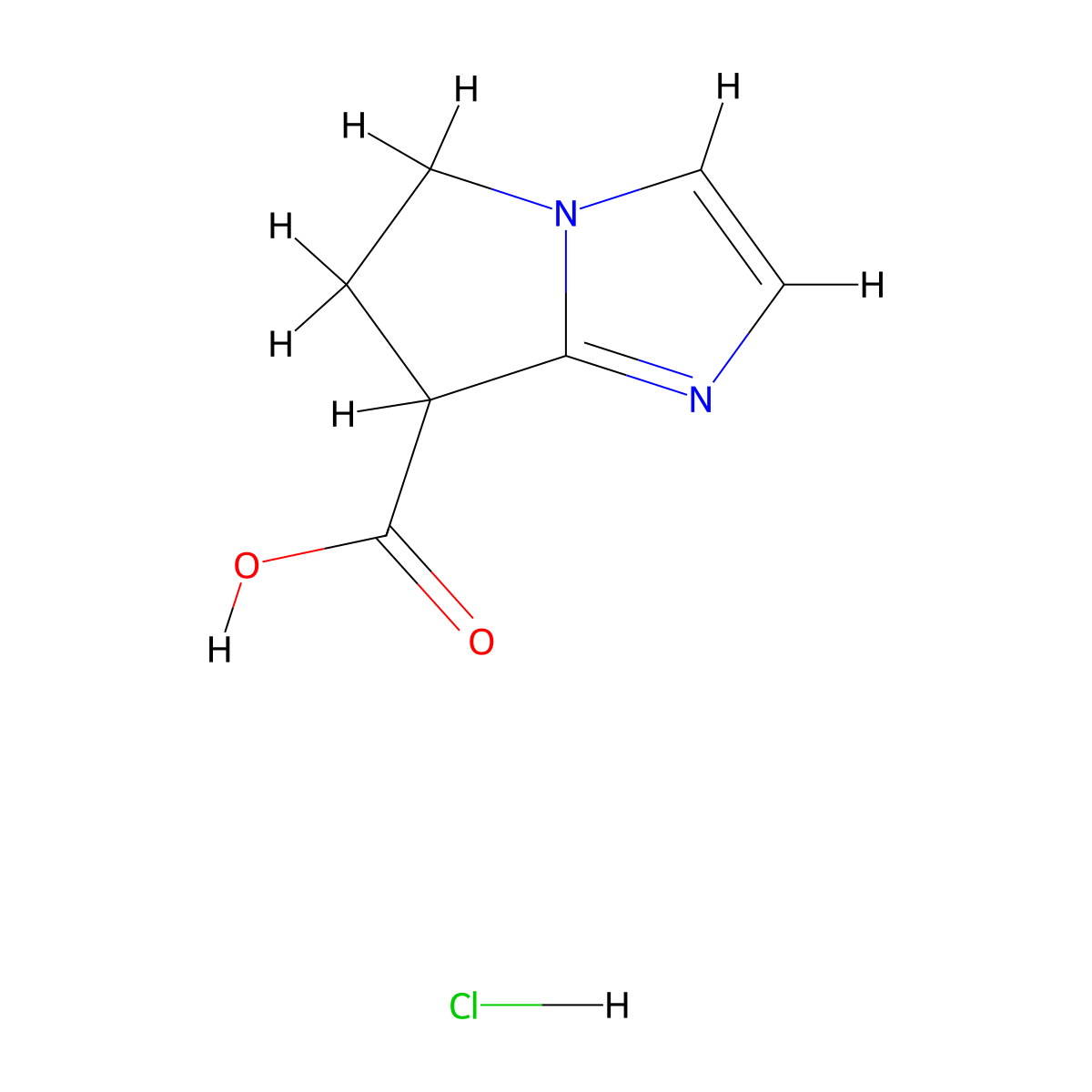 5H,6H,7H-pyrrolo[1,2-a]imidazole-7-carboxylic acid hydrochloride molecular structure, CAS 2060040-50-6