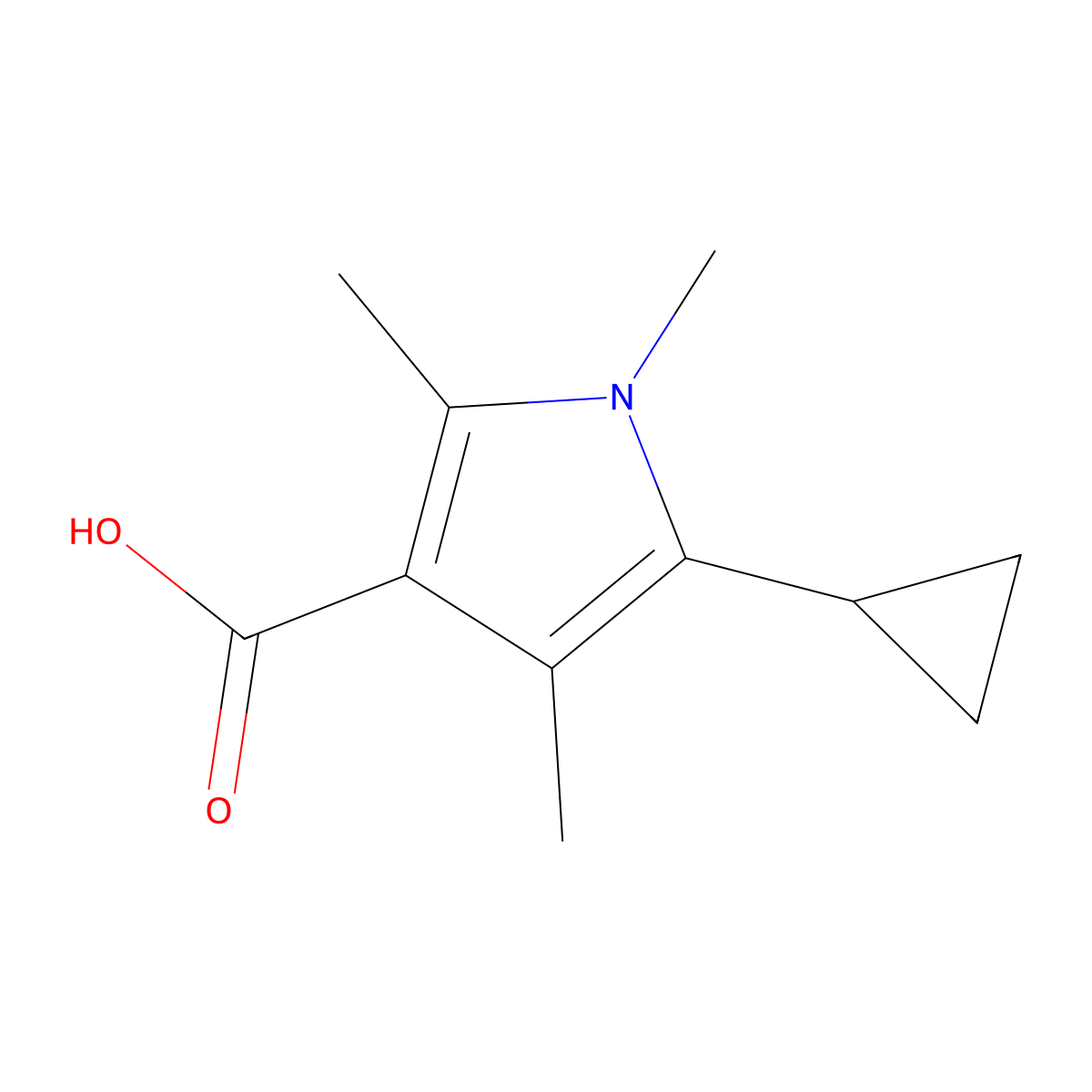 5-Cyclopropyl-1,2,4-trimethyl-1H-pyrrole-3-carboxylic acid molecular structure, CAS 2060040-52-8