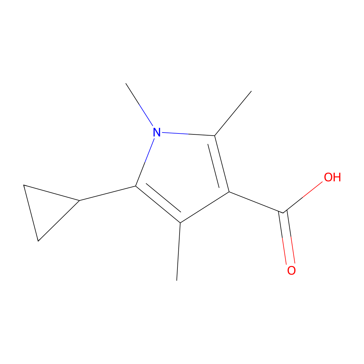 5-Cyclopropyl-1,2,4-trimethyl-1H-pyrrole-3-carboxylic acid molecular structure, CAS 2060040-52-8