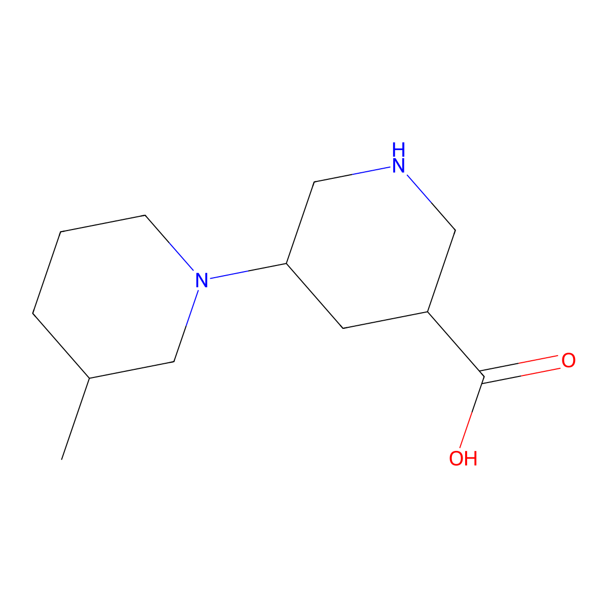 5-(3-Methylpiperidin-1-yl)piperidine-3-carboxylic acid molecular structure, CAS 2060040-59-5