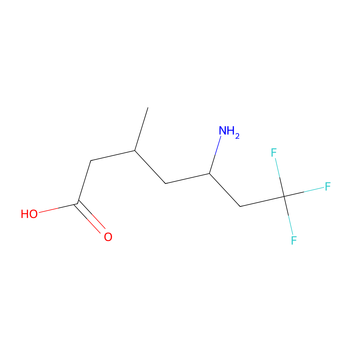 5-Amino-7,7,7-trifluoro-3-methylheptanoic acid molecular structure, CAS 2060040-62-0