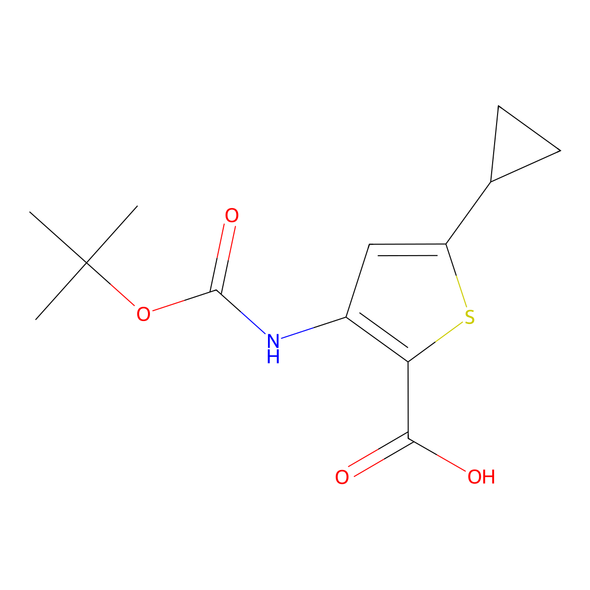 3-{[(Tert-butoxy)carbonyl]amino}-5-cyclopropylthiophene-2-carboxylic acid molecular structure, CAS 2060040-65-3