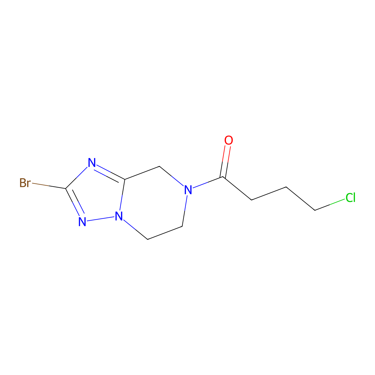 1-{2-bromo-5H,6H,7H,8H-[1,2,4]triazolo[1,5-a]pyrazin-7-yl}-4-chlorobutan-1-one molecular structure, CAS 2060040-70-0