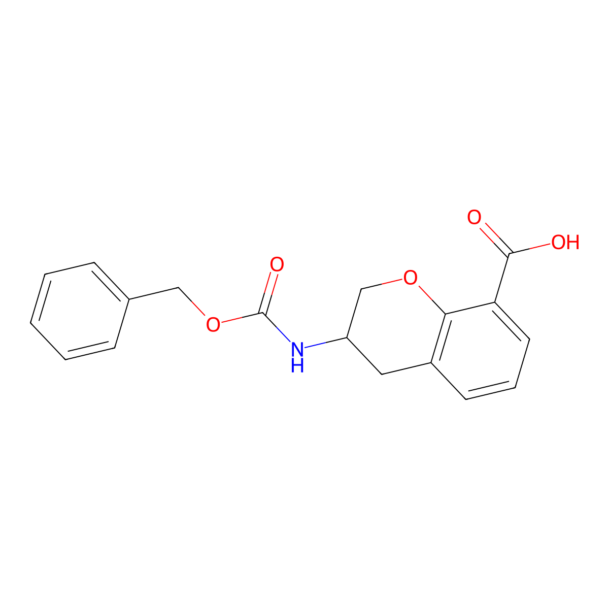 3-{[(benzyloxy)carbonyl]amino}-3,4-dihydro-2H-1-benzopyran-8-carboxylic acid molecular structure, CAS 2060040-71-1