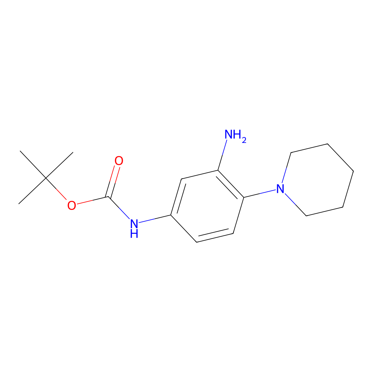 tert-Butyl N-[3-amino-4-(piperidin-1-yl)phenyl]carbamate molecular structure, CAS 2060040-79-9