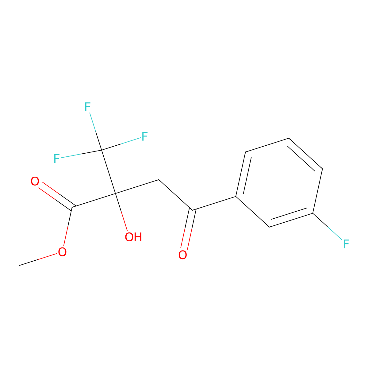 Methyl 4-(3-fluorophenyl)-2-hydroxy-4-oxo-2-(trifluoromethyl)butanoate molecular structure, CAS 2060040-82-4