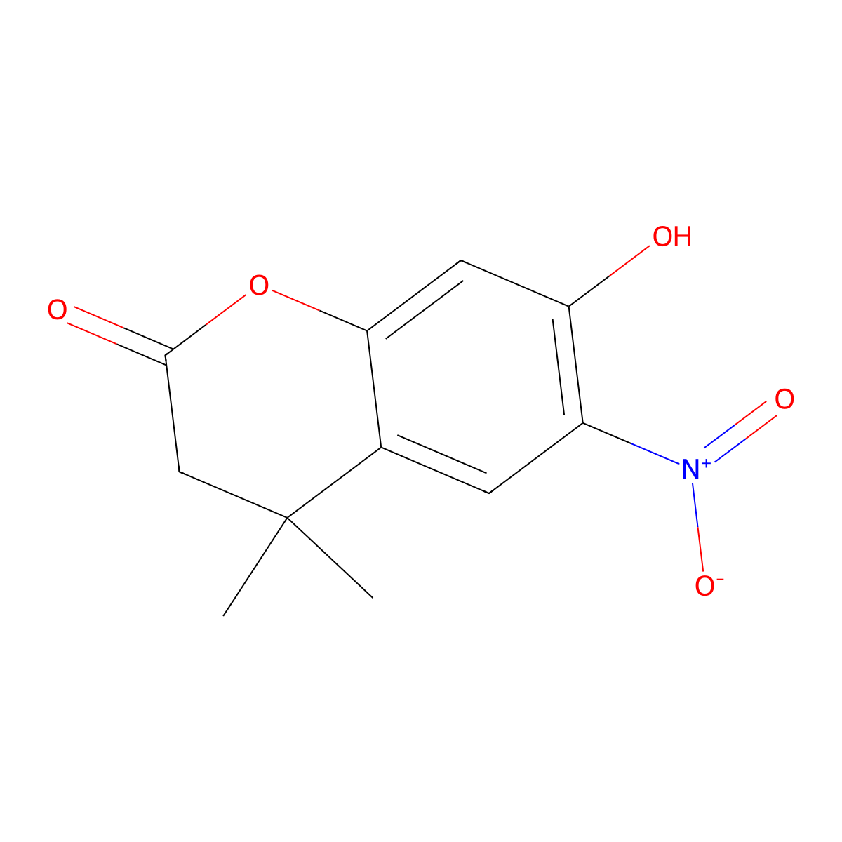7-Hydroxy-4,4-dimethyl-6-nitro-3,4-dihydro-2H-1-benzopyran-2-one molecular structure, CAS 2060040-83-5