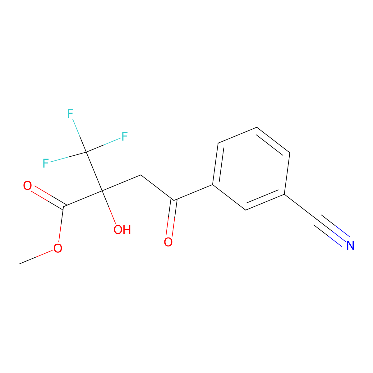 Methyl 4-(3-cyanophenyl)-2-hydroxy-4-oxo-2-(trifluoromethyl)butanoate molecular structure, CAS 2060040-89-1