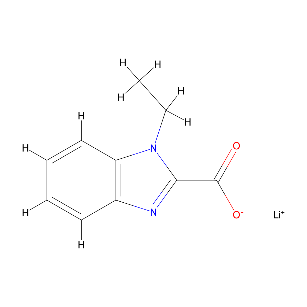 lithium(1+) ion 1-ethyl-1H-1,3-benzodiazole-2-carboxylate molecular structure, CAS 2060040-90-4