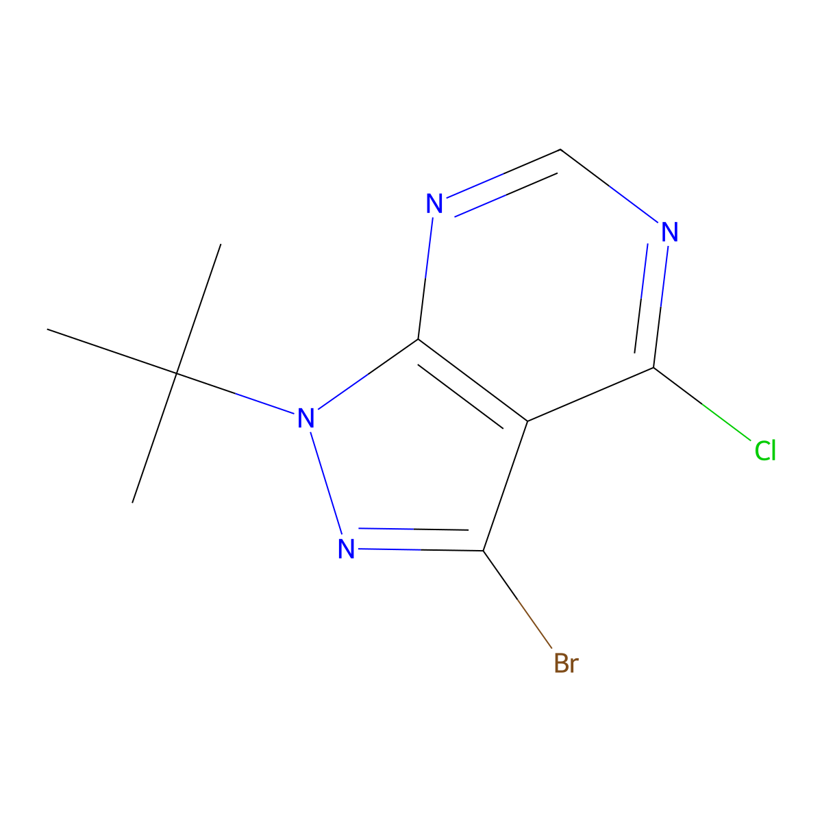 3-bromo-1-tert-butyl-4-chloro-1H-pyrazolo[3,4-d]pyrimidine molecular structure, CAS 2060040-98-2