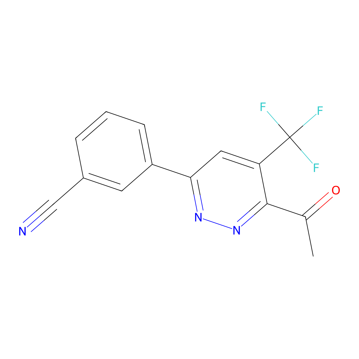 3-[6-Acetyl-5-(trifluoromethyl)pyridazin-3-yl]benzonitrile molecular structure, CAS 2060041-06-5