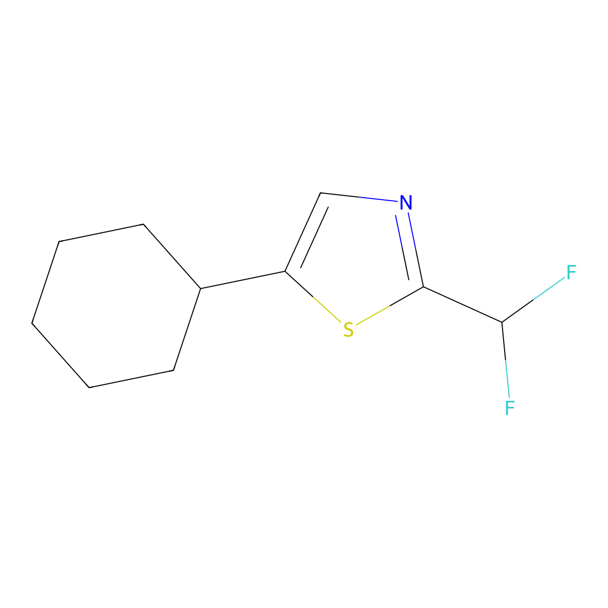 5-Cyclohexyl-2-(difluoromethyl)-1,3-thiazole molecular structure, CAS 2060041-14-5