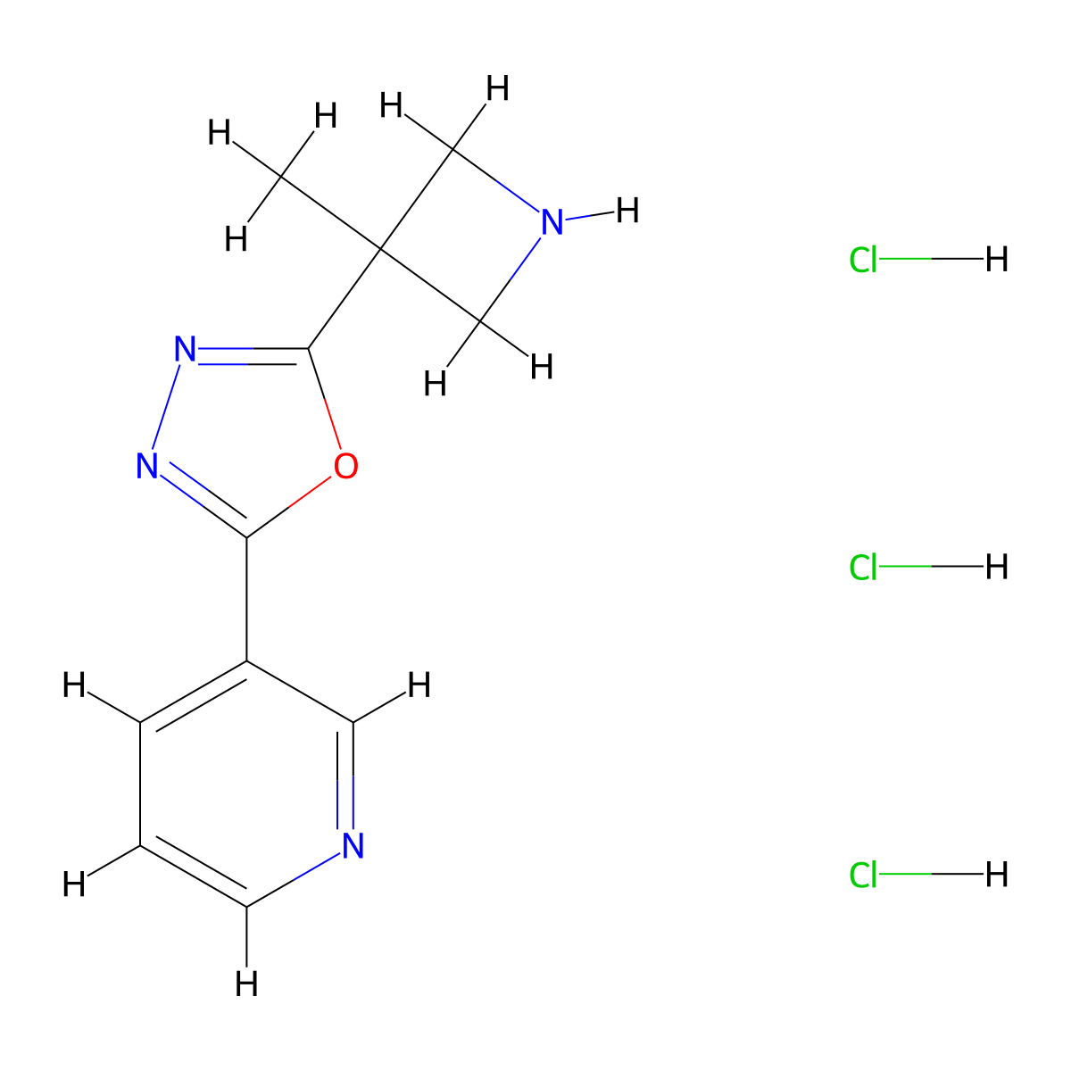 3-[5-(3-Methylazetidin-3-yl)-1,3,4-oxadiazol-2-yl]pyridine trihydrochloride molecular structure, CAS 2060041-15-6