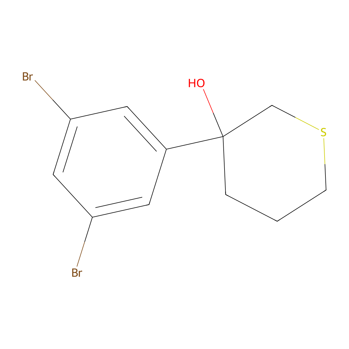 3-(3,5-Dibromophenyl)thian-3-ol molecular structure, CAS 2060041-20-3