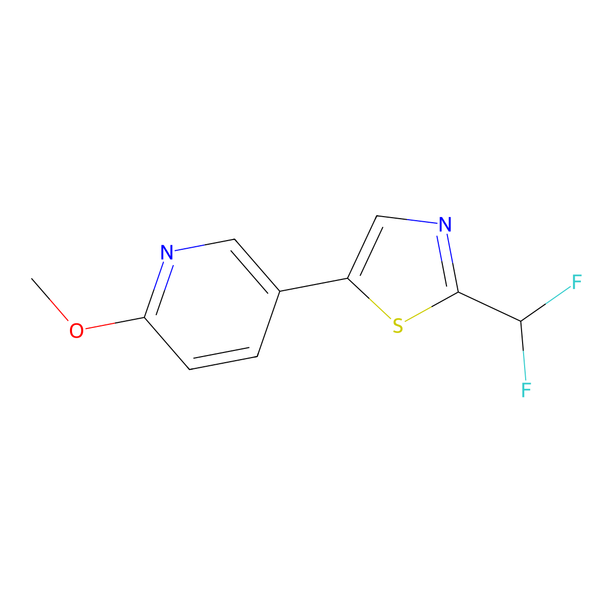 5-[2-(Difluoromethyl)-1,3-thiazol-5-yl]-2-methoxypyridine molecular structure, CAS 2060041-21-4