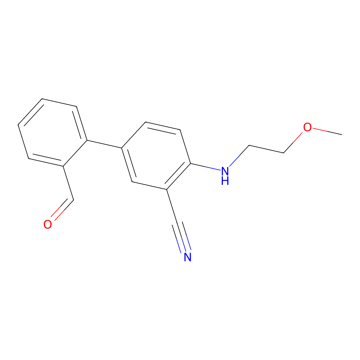 2'-Formyl-4-[(2-methoxyethyl)amino]-[1,1'-biphenyl]-3-carbonitrile molecular structure, CAS 2060041-25-8