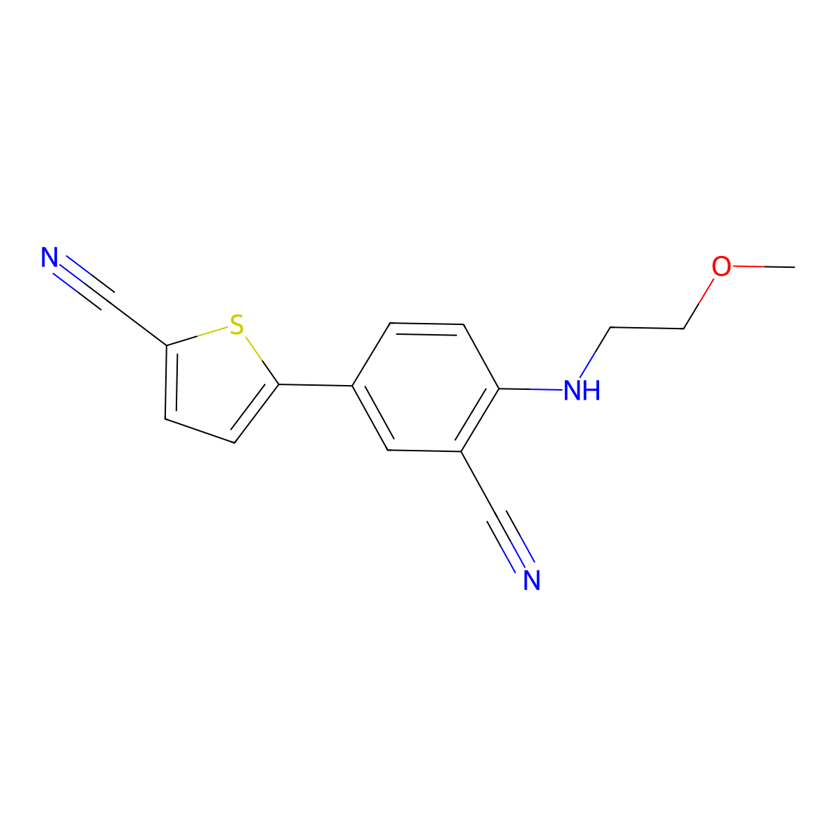 5-{3-Cyano-4-[(2-methoxyethyl)amino]phenyl}thiophene-2-carbonitrile molecular structure, CAS 2060041-31-6